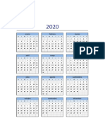 Calendario 2020 Excel Domingo A Sabado PDF