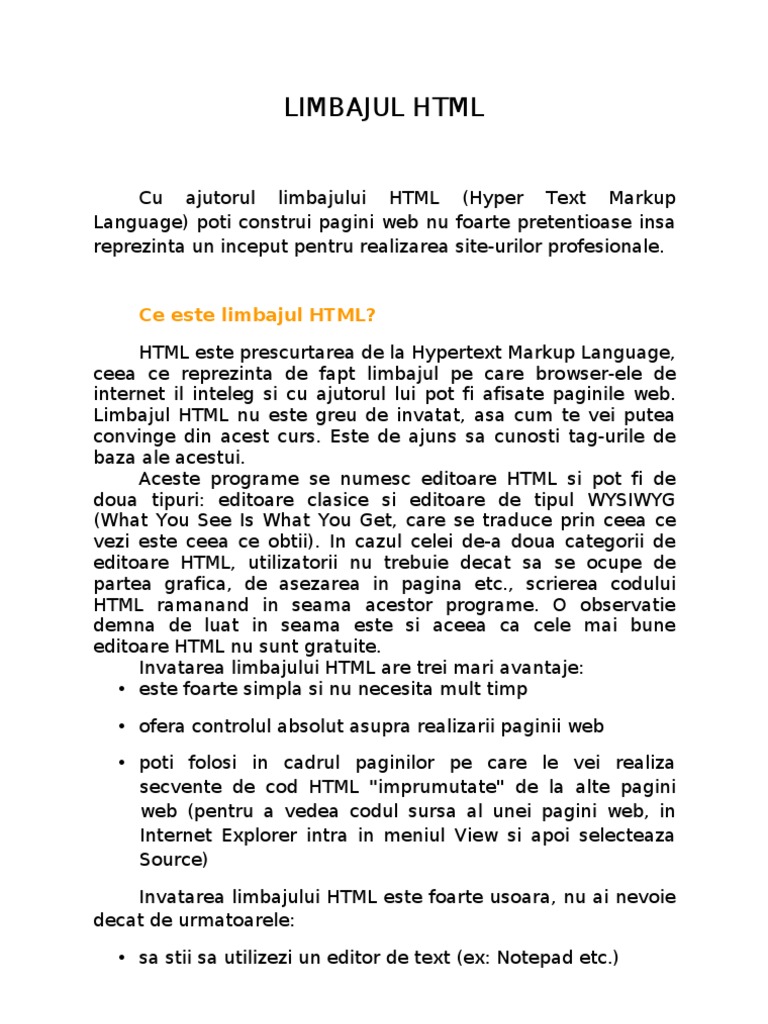 Limbajul HTML | PDF
