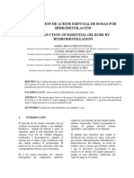 Obtencion de Aceite Esencial de Rosas Por Hidrodestilacion Final PDF