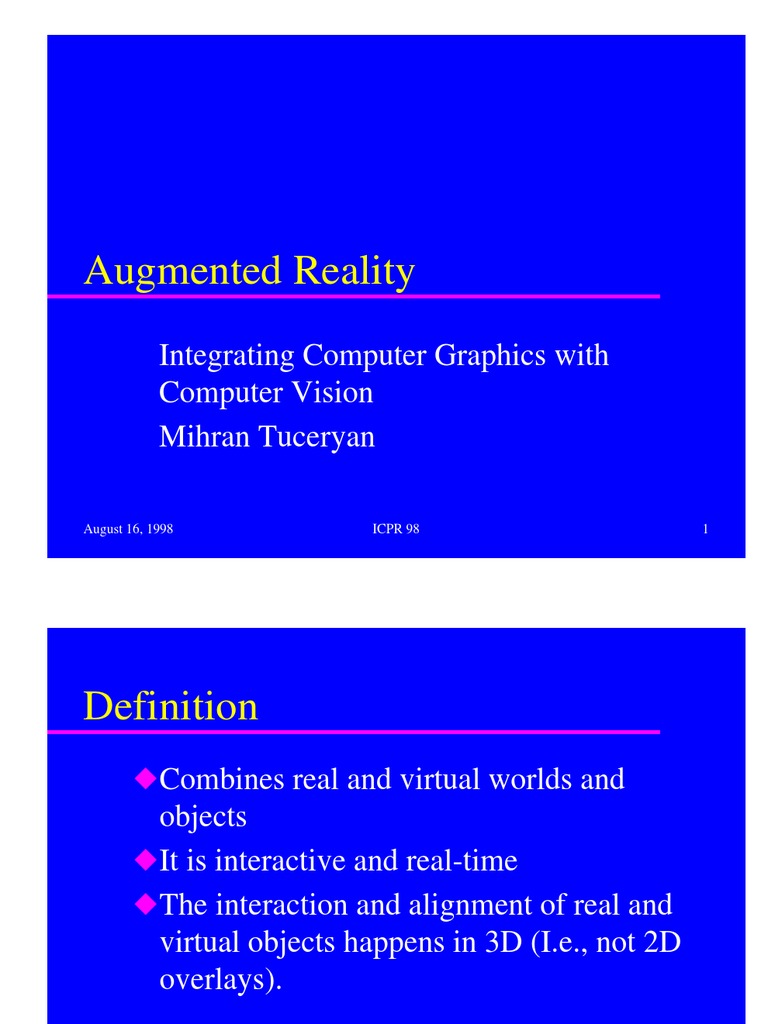 Augmented Reality in Computer Graphics | PDF | Augmented Reality | 3 D ...