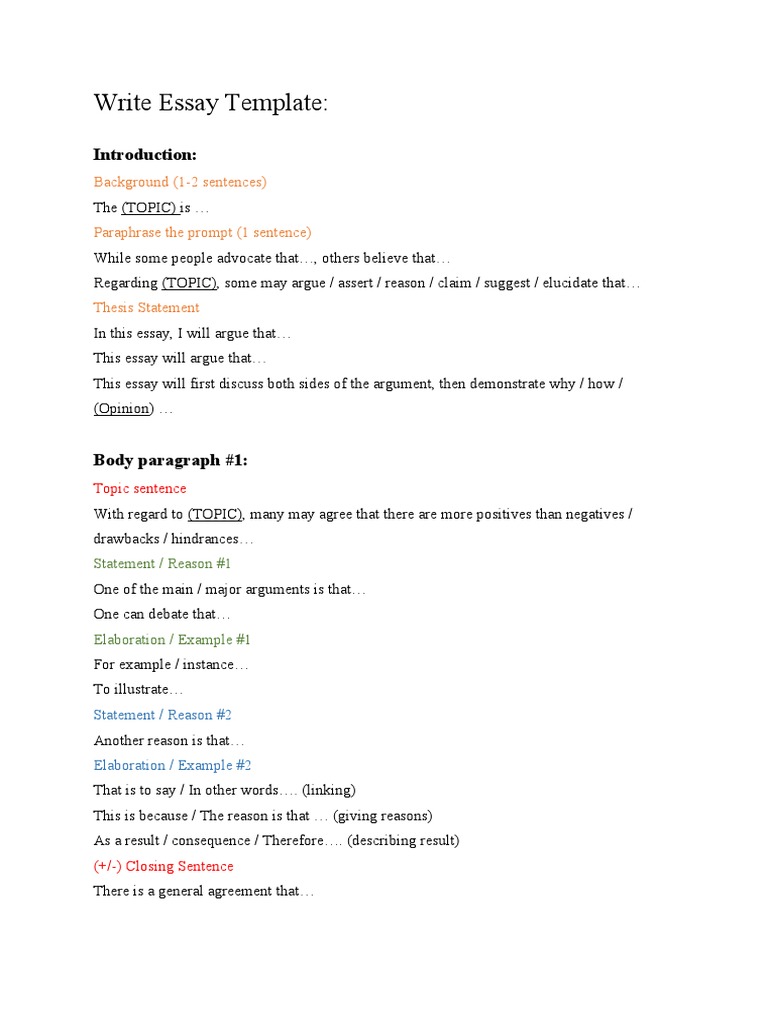 Essay Writing Template Guide | PDF | Essays | Reason
