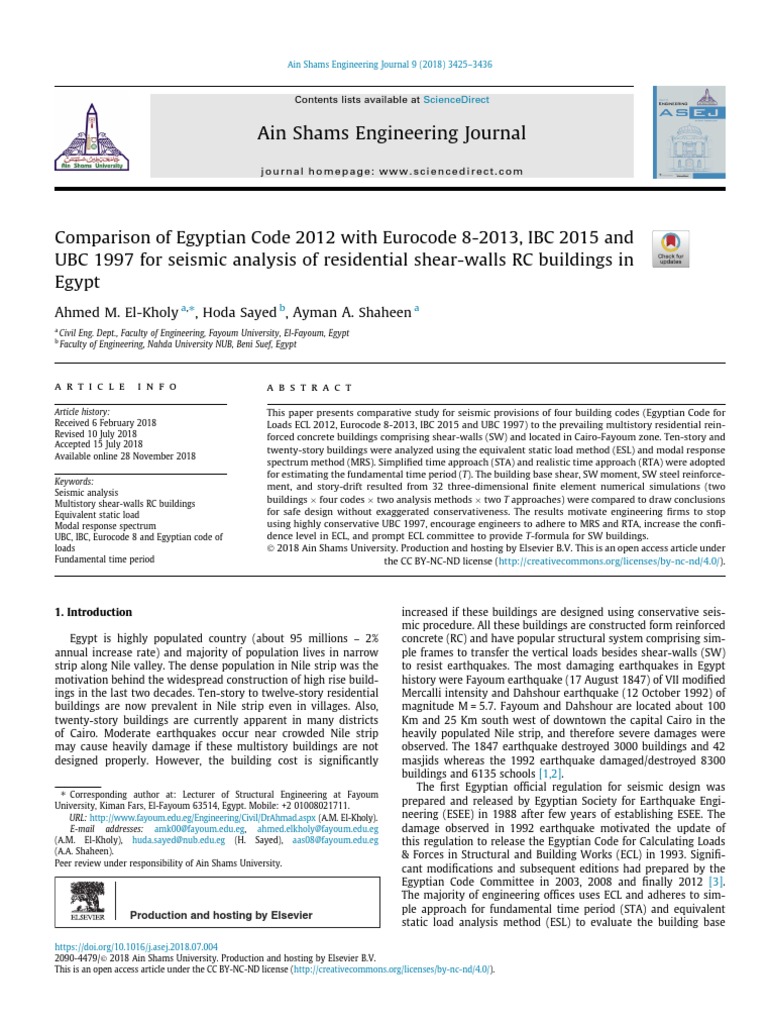 Seismic Code Comparison for Egypt | PDF | Technology & Engineering