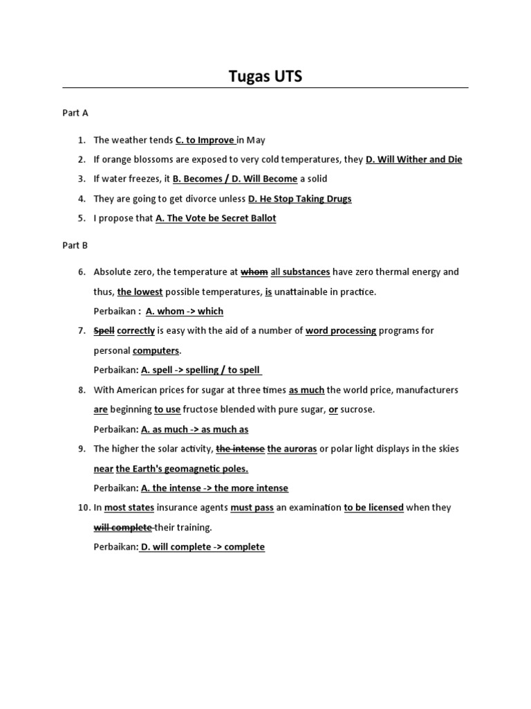 UTS Task: Grammar Corrections and Proposals | PDF