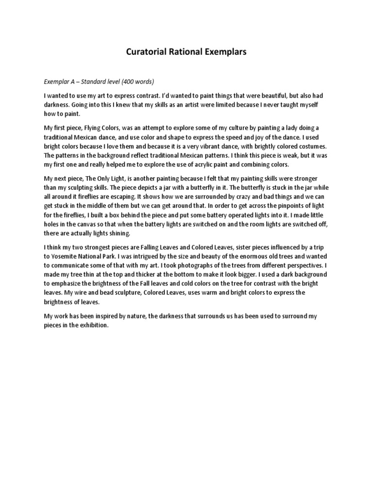 Curatorial Rationale Examples for IB Art | PDF | Visual Perception ...
