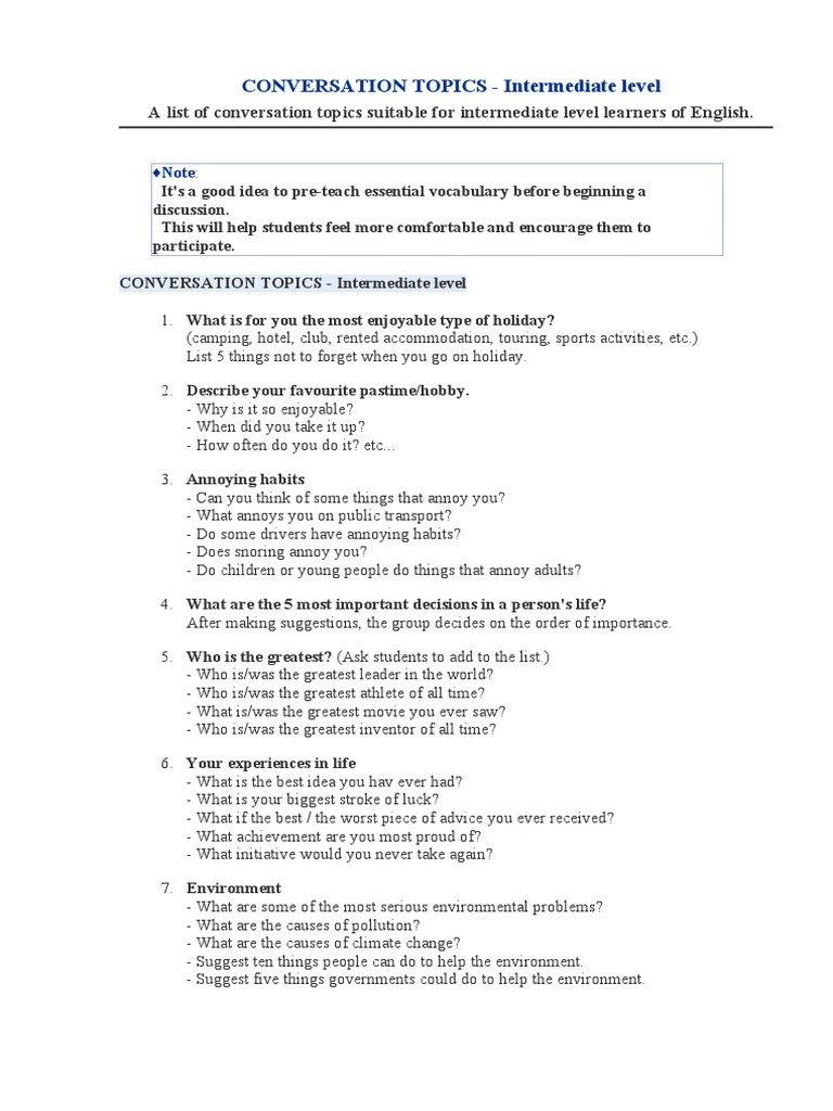 INTERESTING CONVERSATION TOPICS FOR INTERMEDIATE ENGLISH STUDENTS intelligence overview