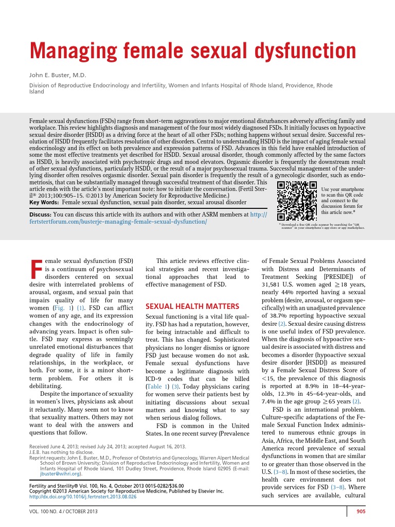 Managing Female Sexual Dysfunction: John E. Buster, M.D | PDF | Sexual ...