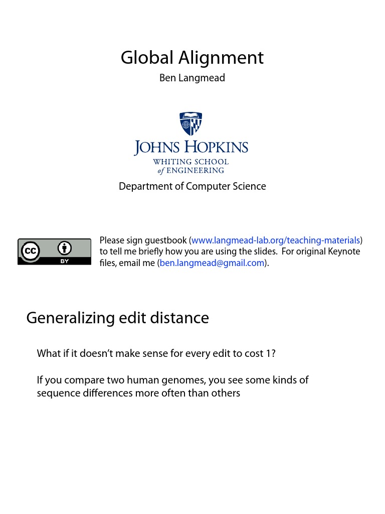 Global Alignment Techniques by Ben Langmead | PDF | Sequence Alignment ...