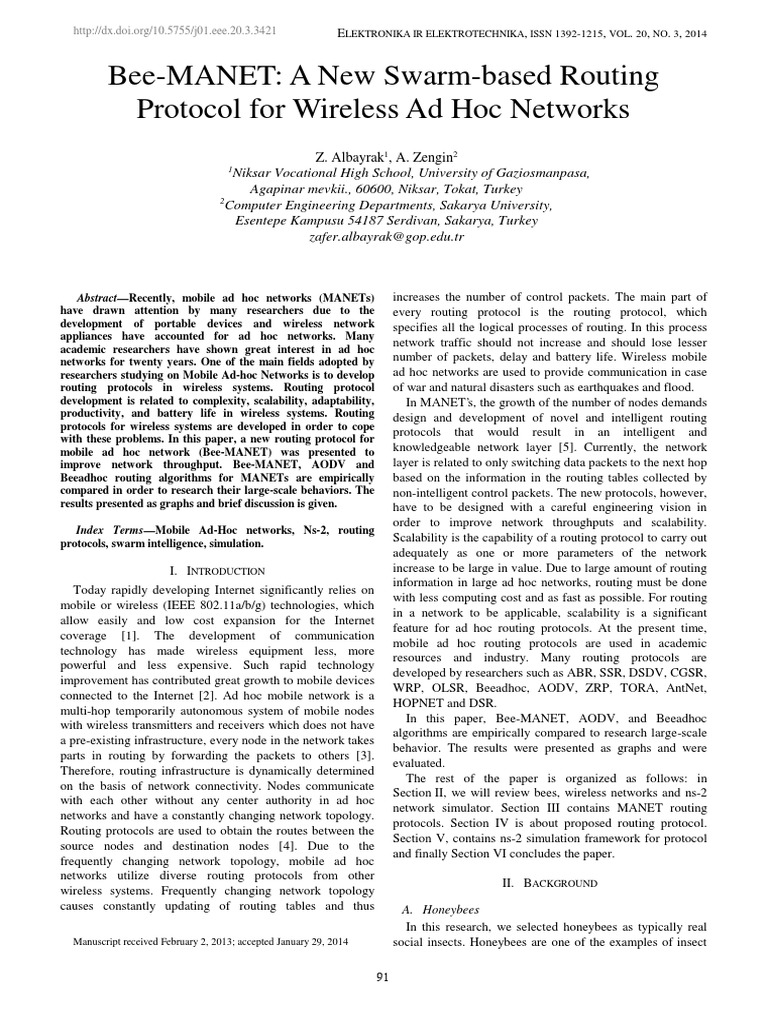 Bee-MANET: Swarm Routing for MANETs | PDF | Wireless Ad Hoc Network ...