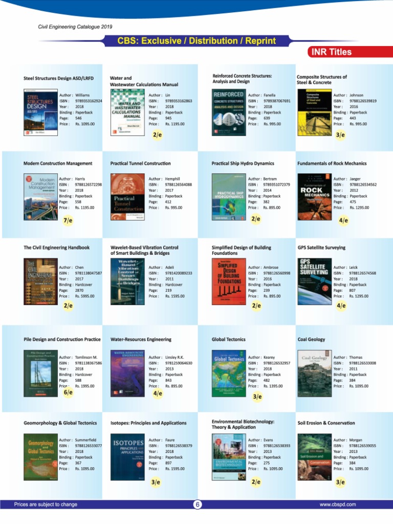 Civil Engineering Books Catalogue 2019 | PDF | Hardcover | Earth Sciences