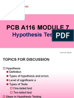 Pcba116 Module No. 7 Hypothesis Testing