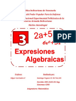 Trabajo de Matematica EXPRESIONES ALGEBRAICAS Santiago Alejandro Yeguez