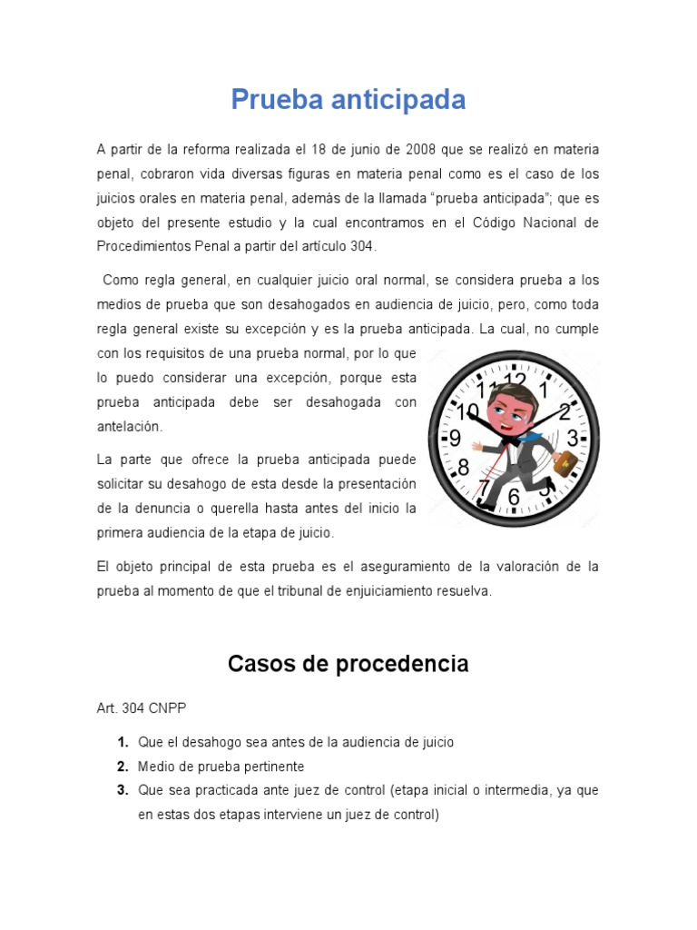 Prueba Anticipada | PDF | Evidencia (ley) | Queja