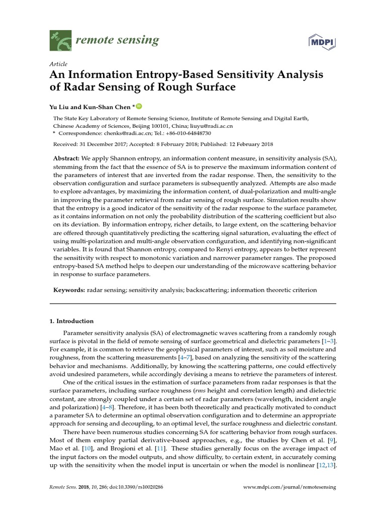 An Information Entropy-Based Sensitivity Analysis PDF | PDF ...