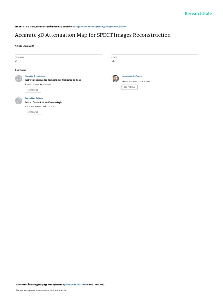 Accurate 3D Attenuation Map For SPECT Images Reconstruction: April 2020 ...