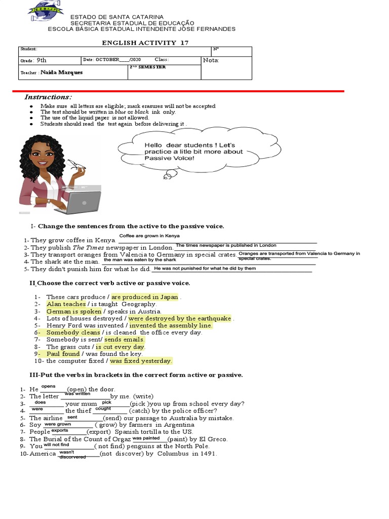 ENGLISH ACTIVITY 17 - 9 TH 91,92 and 94 2020 | PDF