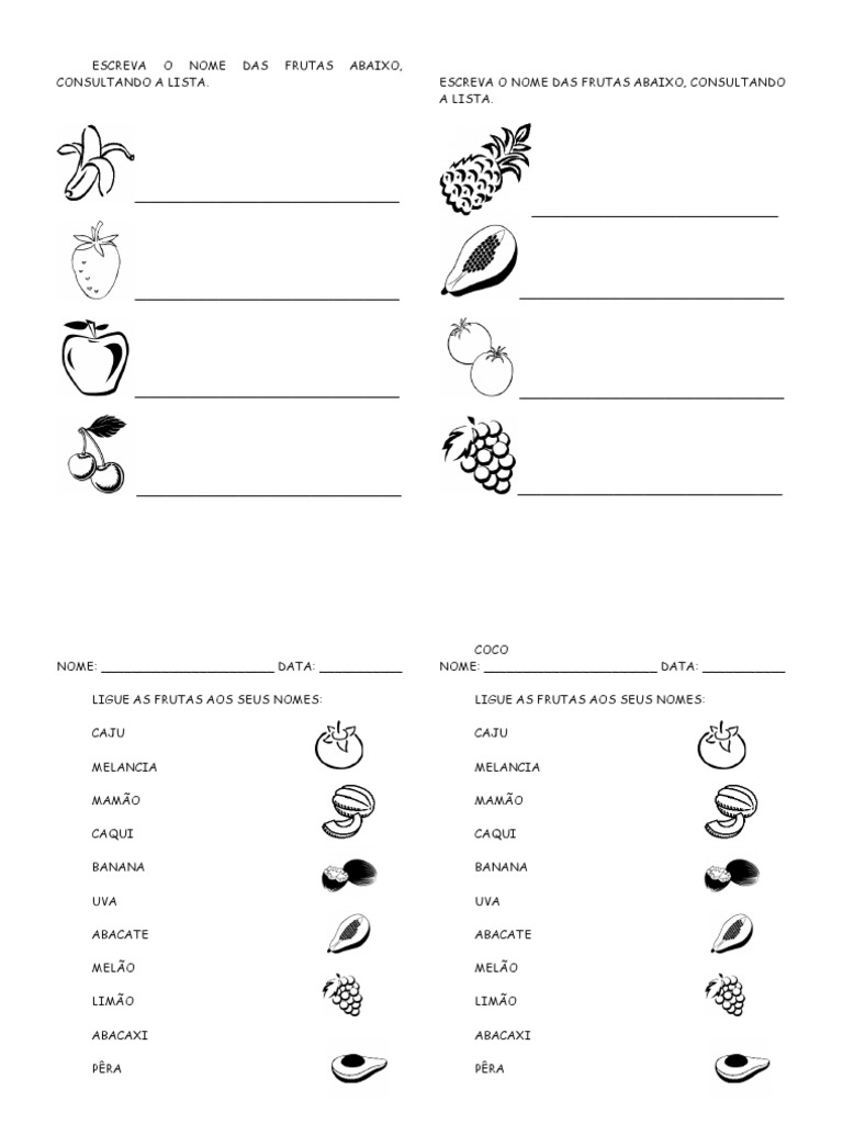 Escrita Com Frutas | PDF, image size:768x1024
