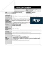 Lesson Plan Template: Teacher Name Date Subject Area Grade Topic Time/Duration