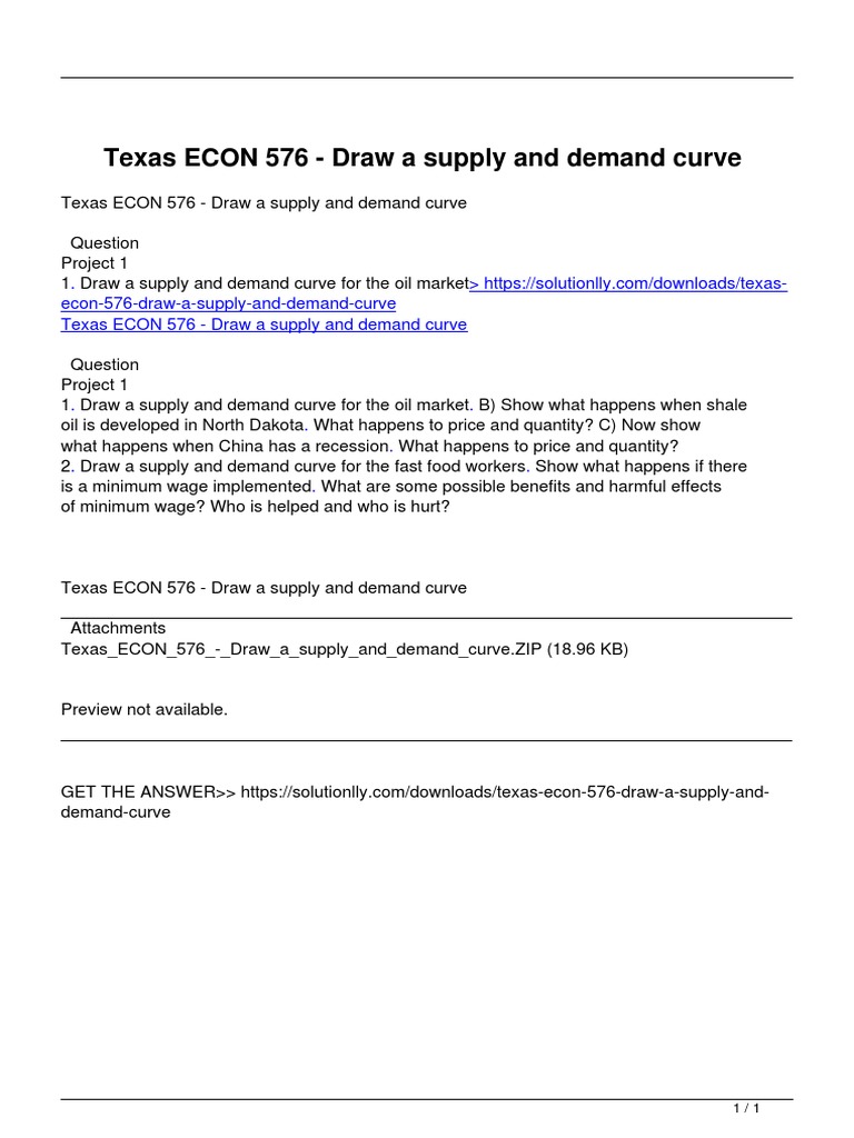 Texas Econ 576 Draw A Supply and Demand Curve | PDF | Science & Mathematics