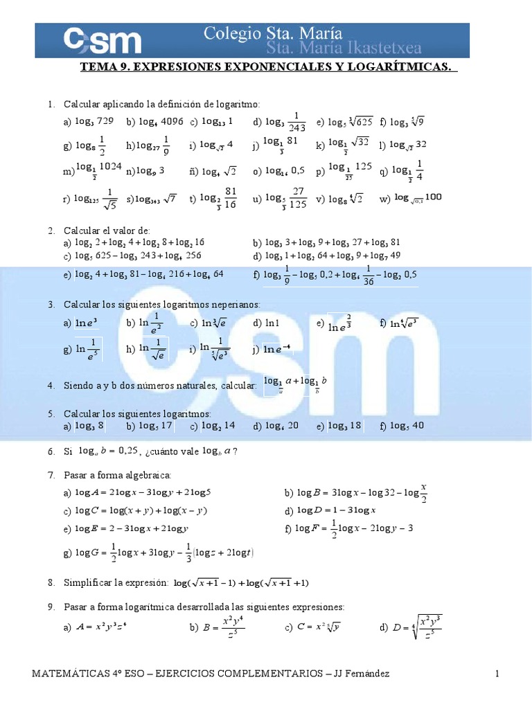 Tema 9exponenciales Y Logaritmos
