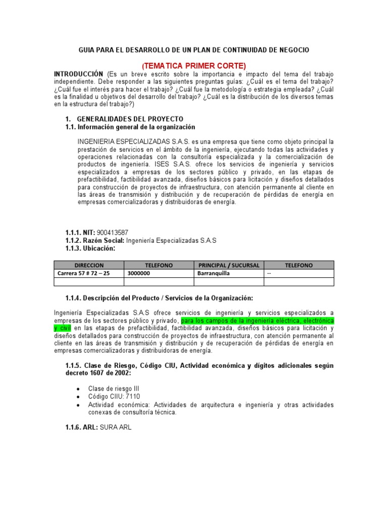 Guía para un Plan de Continuidad Empresarial | PDF | Análisis FODA ...