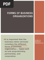 Forms of Business Organization