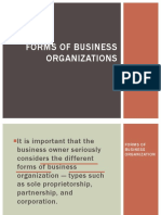 Forms of Business Organization Types