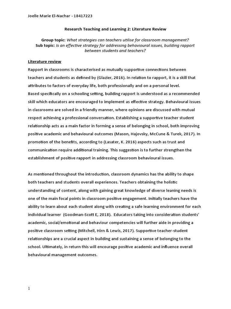 Effective Rapport Strategies for Teachers | PDF | Classroom Management ...