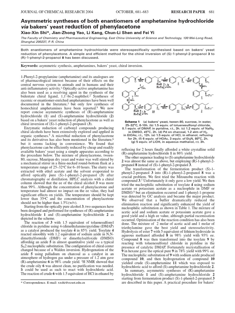 Asymmetric Syntheses of Both Enantiomers of Amphetamine Hydrochloride