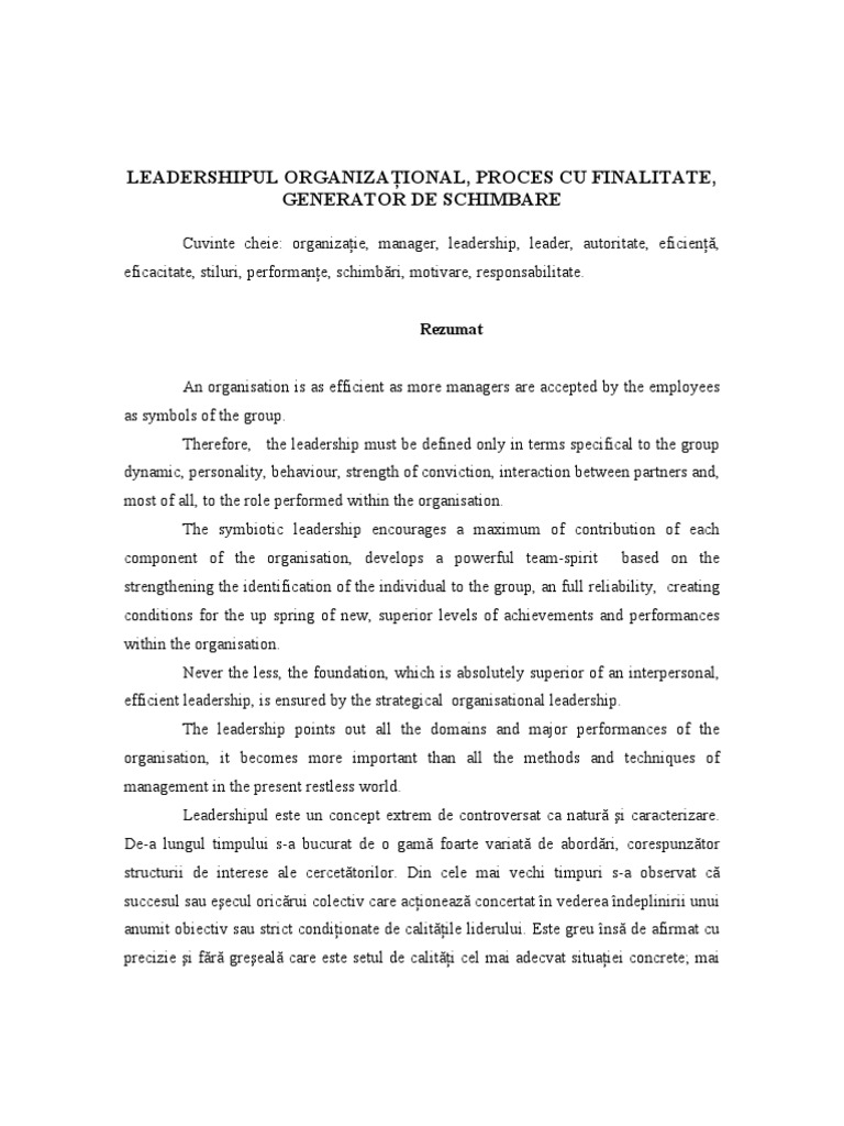 Leadershipul Organizational | PDF