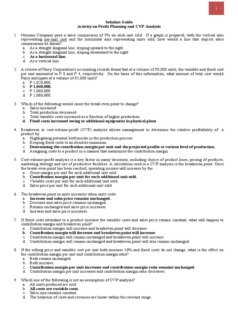 CVP Analysis and Profit Planning Guide | PDF | Microeconomics ...