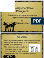 The Argumentative Paragraph: Elements of An Argument and The Importance of Refutation by Meibis González