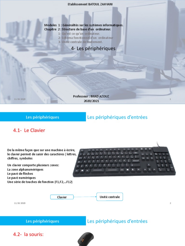 Périphériques d'entrée et de sortie | PDF | Clavier d'ordinateur ...