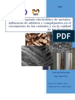 Depósito electrolítico de metales- Aditivos y complejantes en el que los cristales y en la calidad de los depositos. (2)