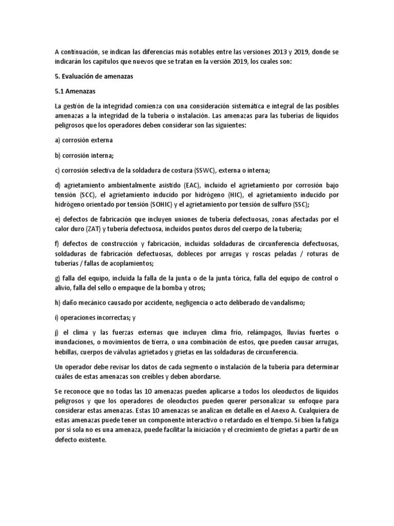 Diferencias API1160 2019 | PDF | Calidad (comercial) | Diseño