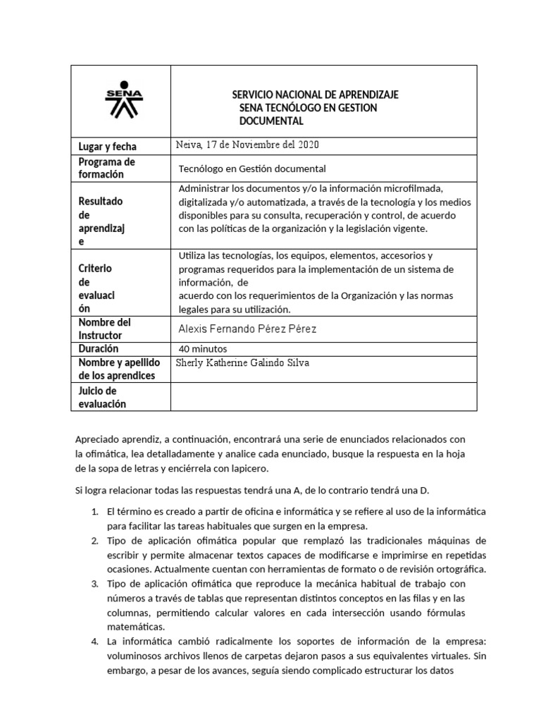 Actividad Sopa de Letras Ofimática Resolver1 | PDF | Software libre ...