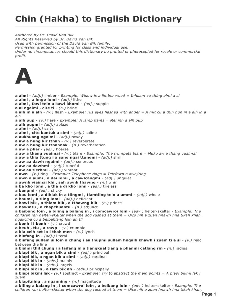 Hakha ChintoEnglishDictionary PDF Nature