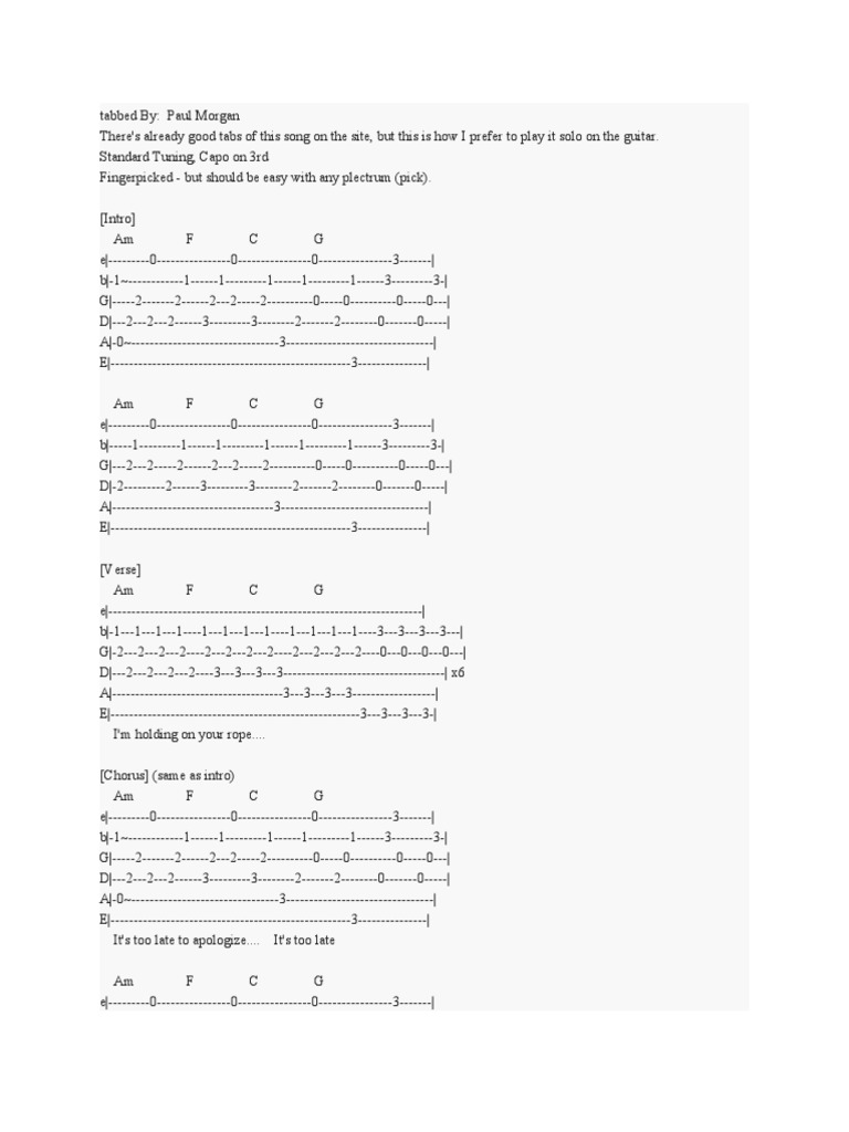 Apologize Guitar Tab Pdf Song Structure European Musical Instruments