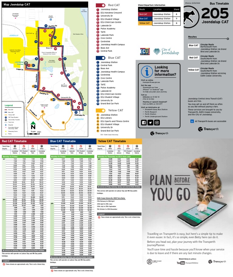 Joondalup CAT Timetable 205 20200202 PDF Public Transport Transport