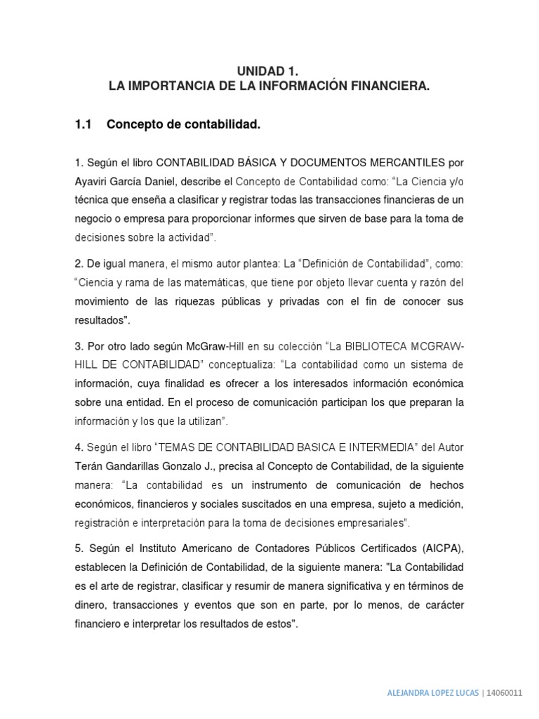 Unidad 1. La Importancia de La Información Financiera PDF | PDF ...
