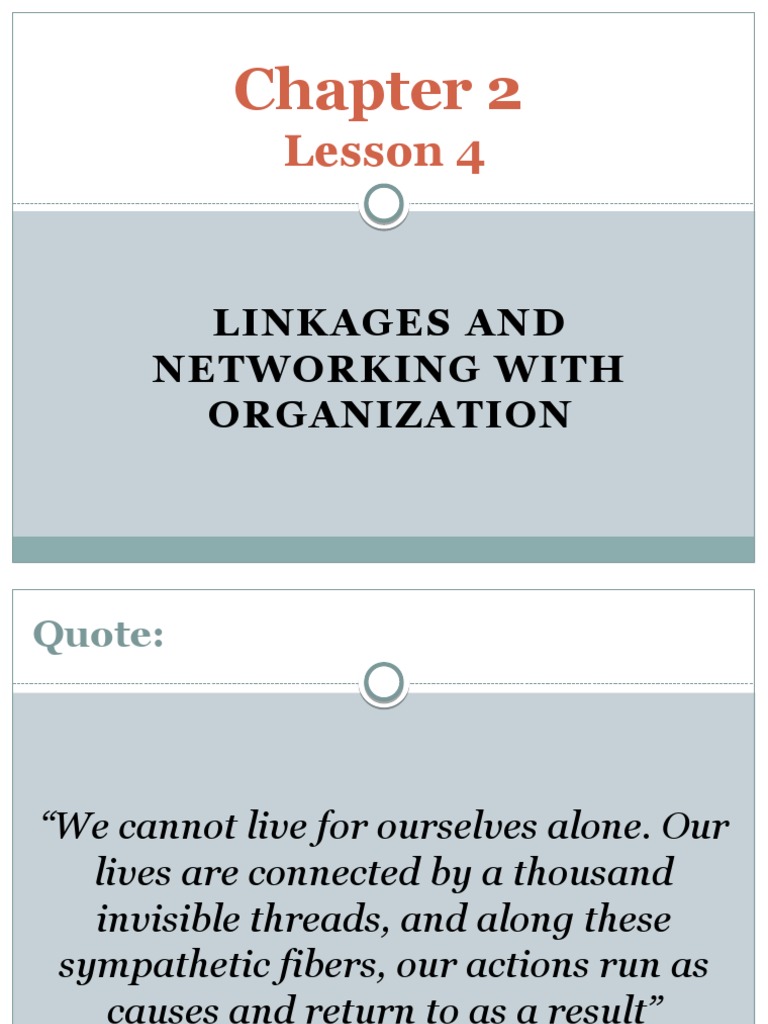 Lesson 4 Linkages and Networking With Organization PDF University