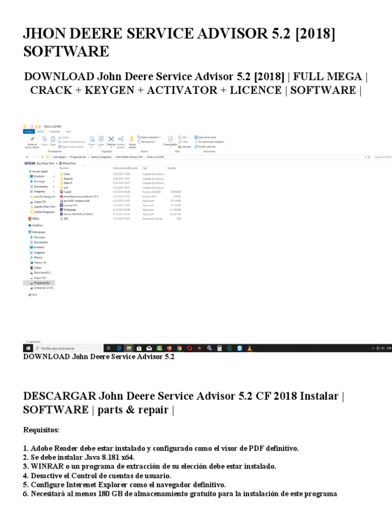 Jhon Deere Service Advisor 5 | PDF | Windows 7 | Archivo De.