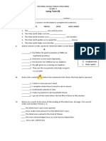 Long Test #1: Christian Living Values Education Grade 1