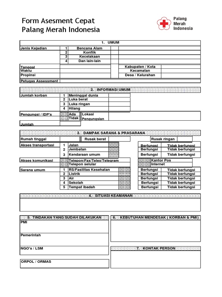 Format Asesmen Bencana PMI | PDF