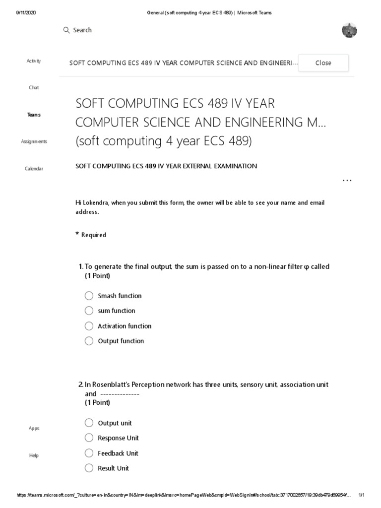 Soft Computing Ecs 489 Iv Year Computer Science and Engineering M ...