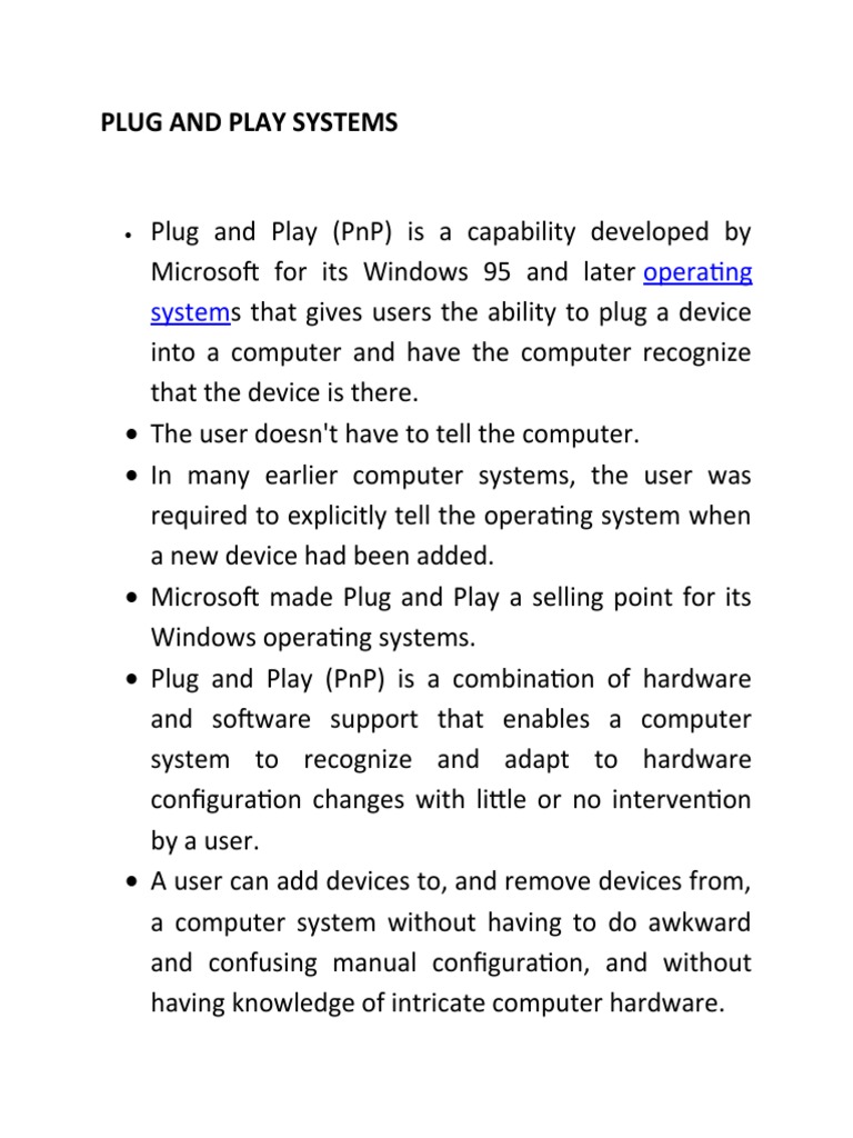 Plug and Play Systems PDF Device Driver Bios