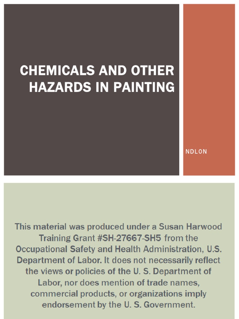 Chemicals and Other Hazards in Painting Ndlon PDF Hazards