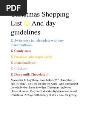 Christmas Shopping List