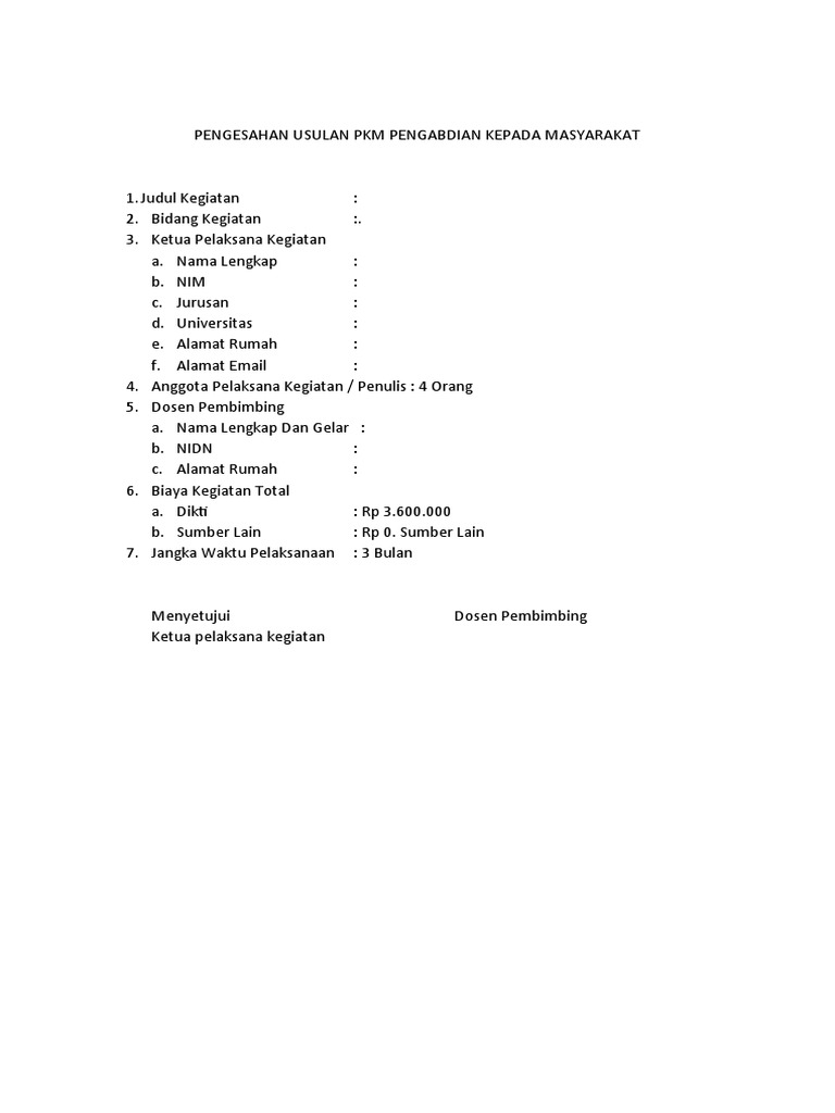 Lembar Pengesahan PKM Pengabdian | PDF
