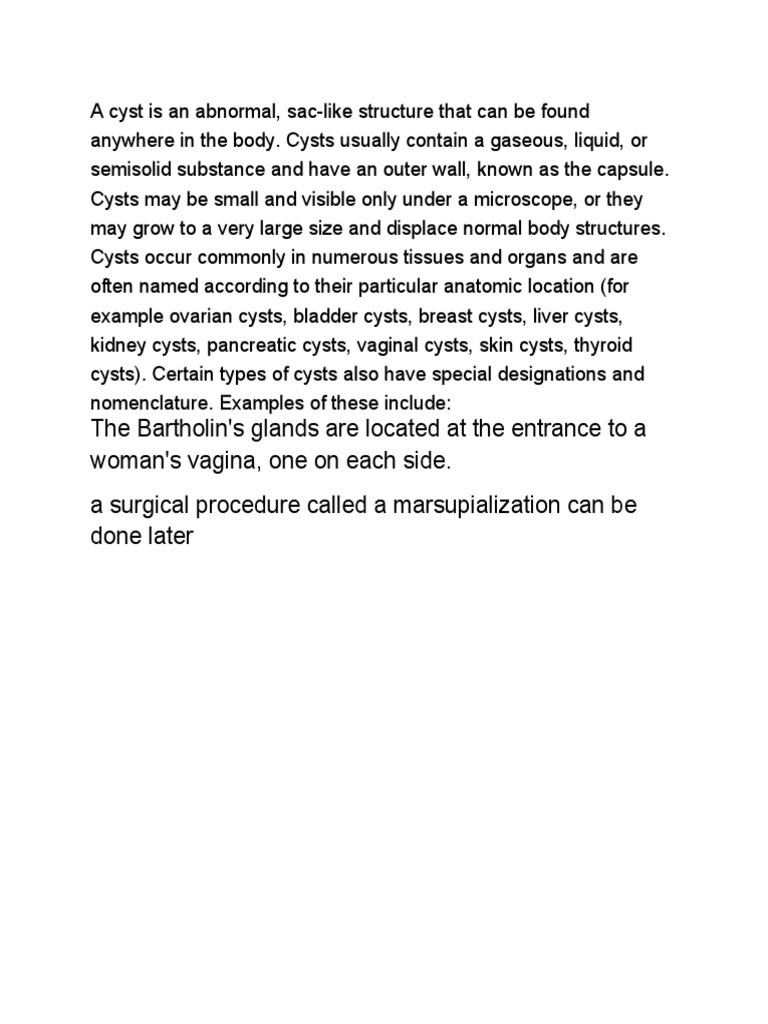 Understanding Cysts: Types and Locations | PDF