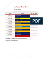 Monday: Swimming Timetable - Term Time